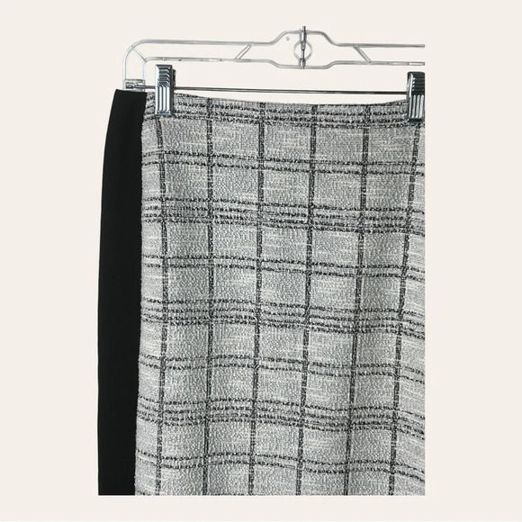 0899. CALVIN KLEIN TWEED PENCIL SKIRT SIZE‎ 6 CREAM/METALLIC SILVER/BLACK - Picture 6 of 12